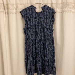 Anthropologie Blue Cheetah Print Layered Dress
